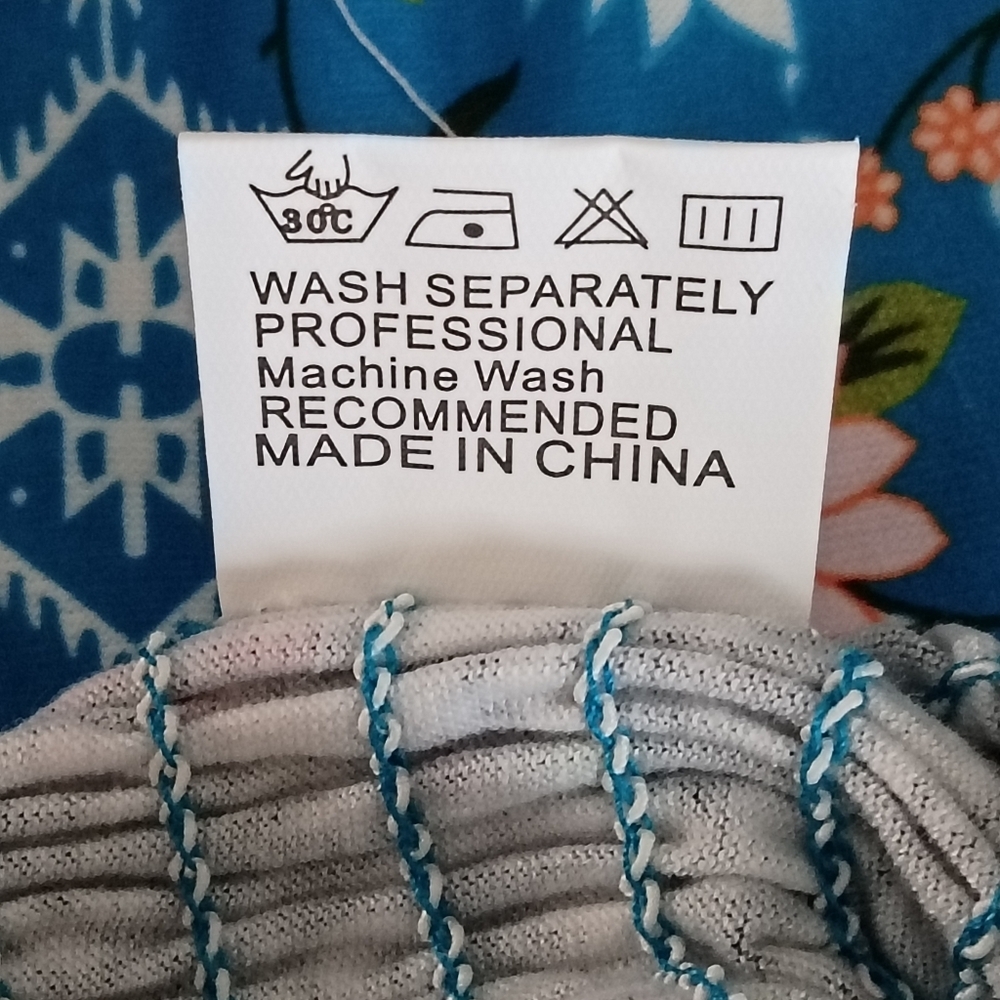 Bohemian Strapless Summer Beach Mini Dress Blue Floral Stretch A-Line Size M New - Picture 9 of 10